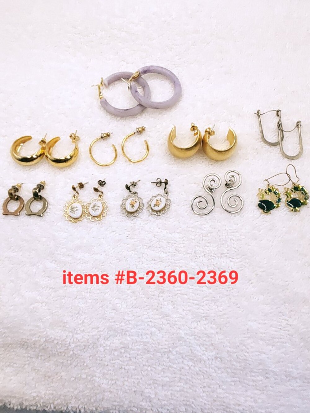 10 Pair of pierced Earrings,. items # B-2360-2369.  wt. 35 grams.